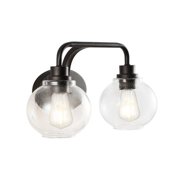 Sandrine Iron/Seeded Glass Cottage Rustic LED Vanity Light - JONATHAN Y